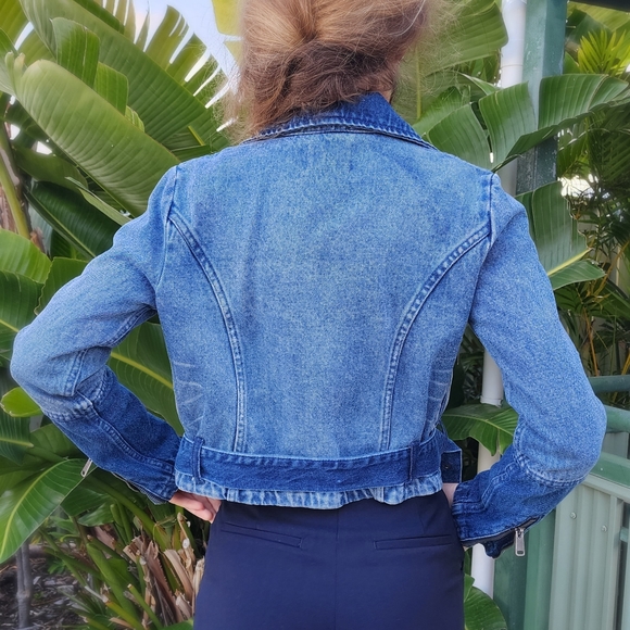 Roxy Denim Biker Jacket XS RRP 140 - Picture 8 of 16